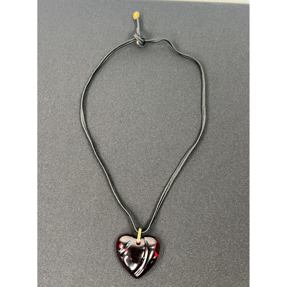 Baccarat Red Heart Glass Pendant Necklace